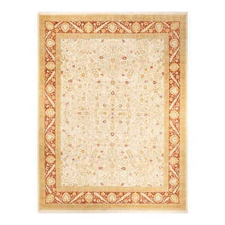 Mogul, One-of-a-Kind Hand-Knotted Area Rug - Ivory, 9' 3" x 12' 3" For Sale