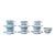 Vintage Crown Staffordshire Lyric Tunis Blue Fine Bone China Teacups & Saucers – 13 Pieces For Sale
