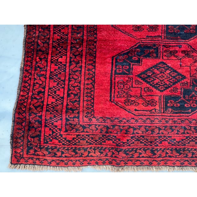 Islamic Vintage Afghan Khal Mohammad Single Column Aina Gul Bokhara Rug - 6'7" X 3'11" For Sale - Image 3 of 10