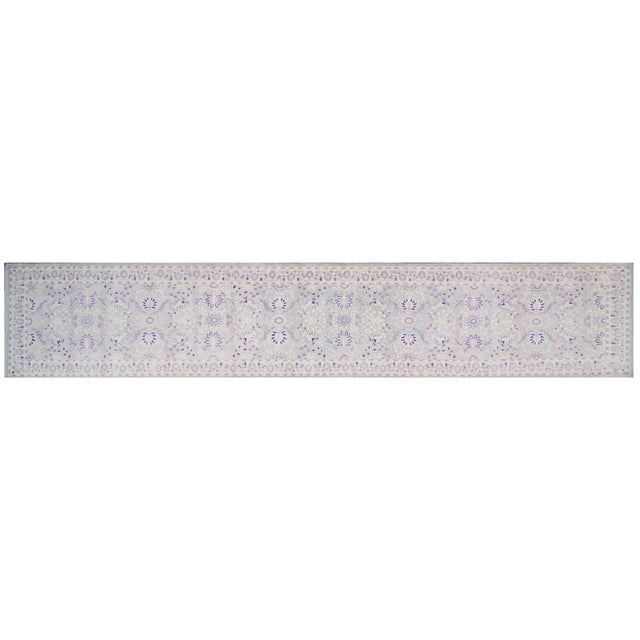 4x19 Ariana Transitional Tabriz Wool Runner | Purple & Ivory For Sale - Image 4 of 4
