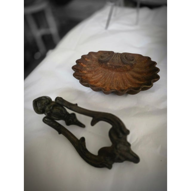 Victorian Cast Iron Knocker and Shell For Sale - Image 4 of 9