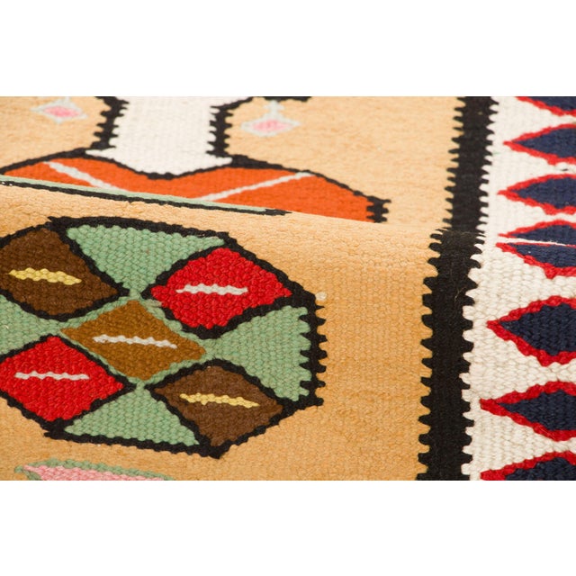 Vintage Turkish Pictorial Geometric Runner Beige & Red by Rug & Kilim, 1950–1959 For Sale In New York - Image 6 of 9