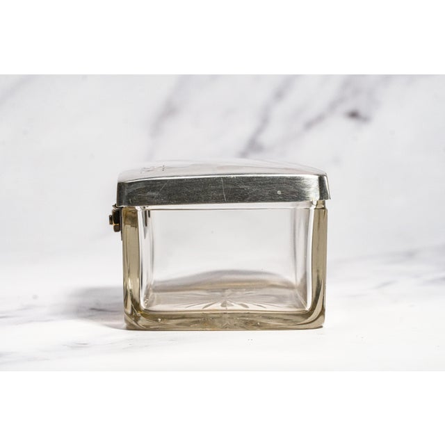 Lovely Antique German Art Deco Crystal Jewelry Box Julius Herz 800 Silver Dressing Table Box For Sale - Image 11 of 13