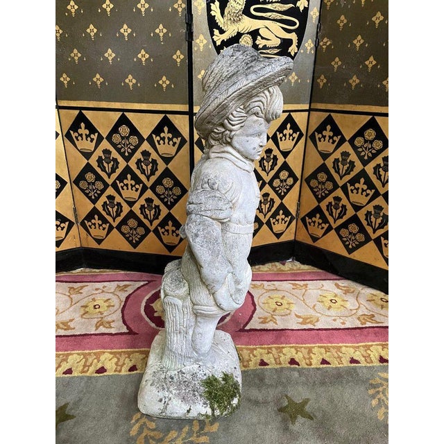 Stone Stone Childs Garden Statue For Sale - Image 7 of 8