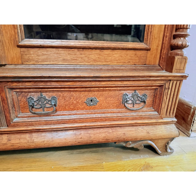 Antique 19th Century Renaissance Revival Oak Bookcase/Cabinet For Sale - Image 15 of 15