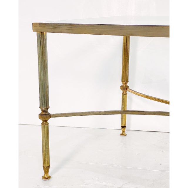 Brass French Cocktail or Coffee Low Table of Brass and Glass in the Maison Jansen Style For Sale - Image 8 of 11