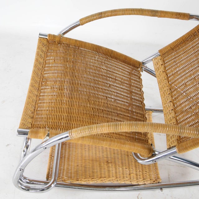 Wicker and Chrome Chaise Longue, 1970s For Sale - Image 15 of 17