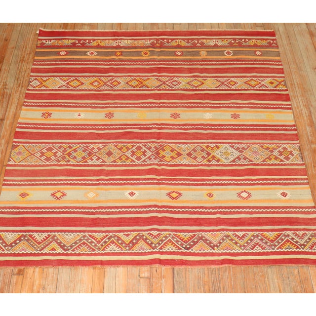 Vintage Tribal Turkish Kilim Flat-Weaves - A Pair - 5'10" x 6'6" For Sale In New York - Image 6 of 12