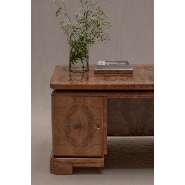 Burlwood Desk or Center Table, 1940s For Sale - Image 13 of 17