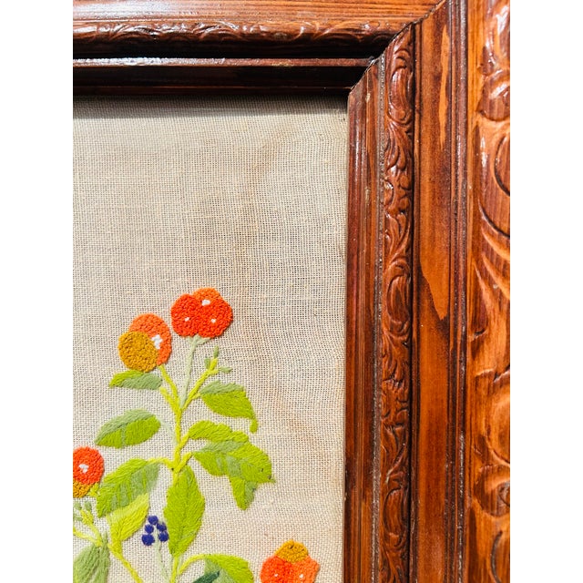 VTG 1970s Paragon Forest Reborn Crewel Framed Wow! Signed and Dated Embroidery For Sale - Image 4 of 8