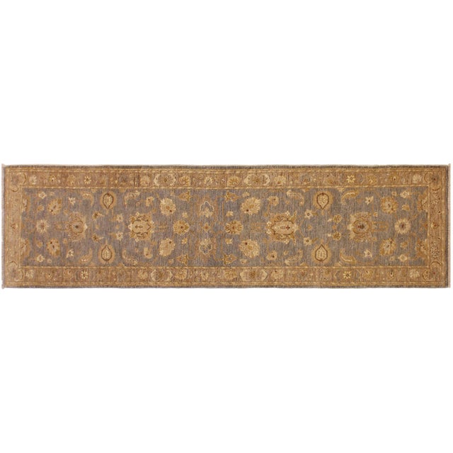 Boho Chic Ziegler Gray/Brown Wool Runner Rug- 2'8'' X 10'10'' For Sale - Image 9 of 10