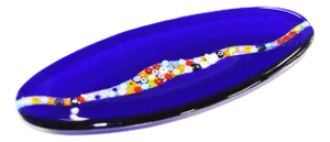 Oval Cascata C20 Cobalt Blue Murano Glass Plate by Birello for Vévé Glass