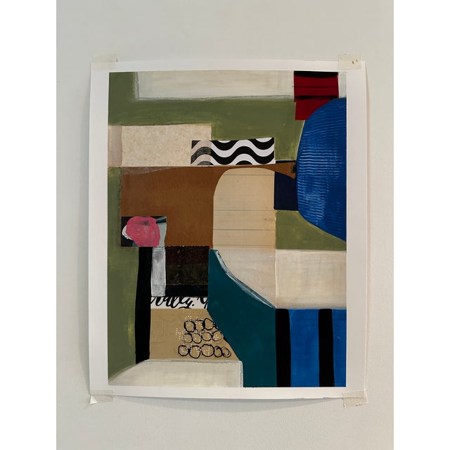 An ORIGINAL, FRAMED modern abstract MIXED MEDIA art piece: new and old found paper and paint. Unique elements and stunning...