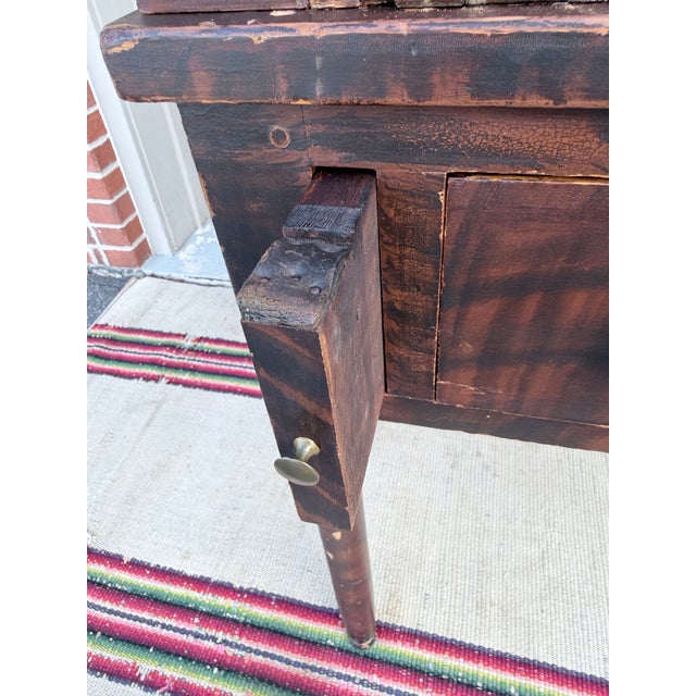 Antique Lancaster County Pennsylvania Sheraton Paint-Decorated Slant-Front Shopkeeper's Desk For Sale - Image 9 of 15