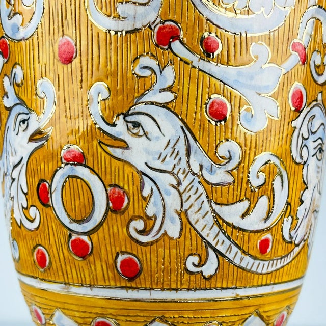 Gold Antique Ceramic Vase by Serafino Volpi for Deruta, Italy, 1950s For Sale - Image 8 of 18