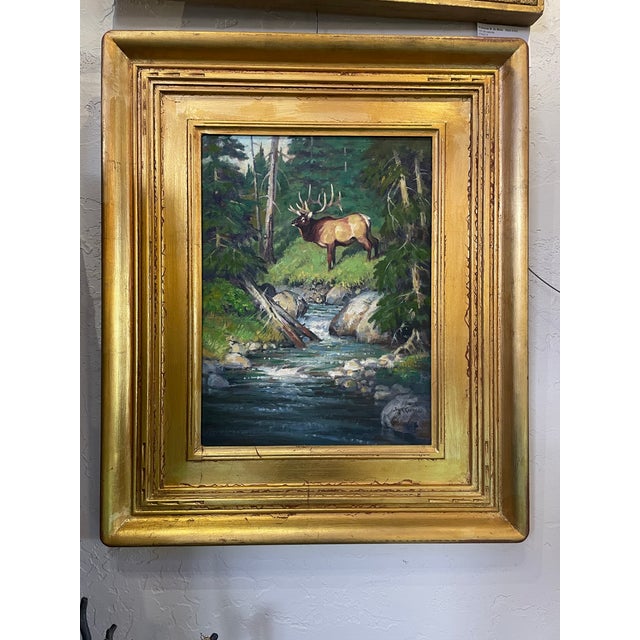 Original Oil of an Elk on Board by Jack Koonce Entitled “East Fork Bull” Circa 2003 Usa For Sale - Image 4 of 10