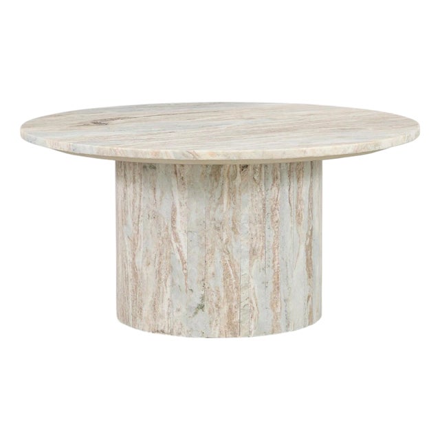 Aurora Marble Pedestal Modern Coffee Table For Sale