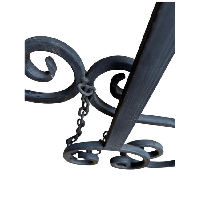 1990s Vintage 54” Wrought Iron Floor Easel With Scrollwork, Black Finish For Sale - Image 5 of 12