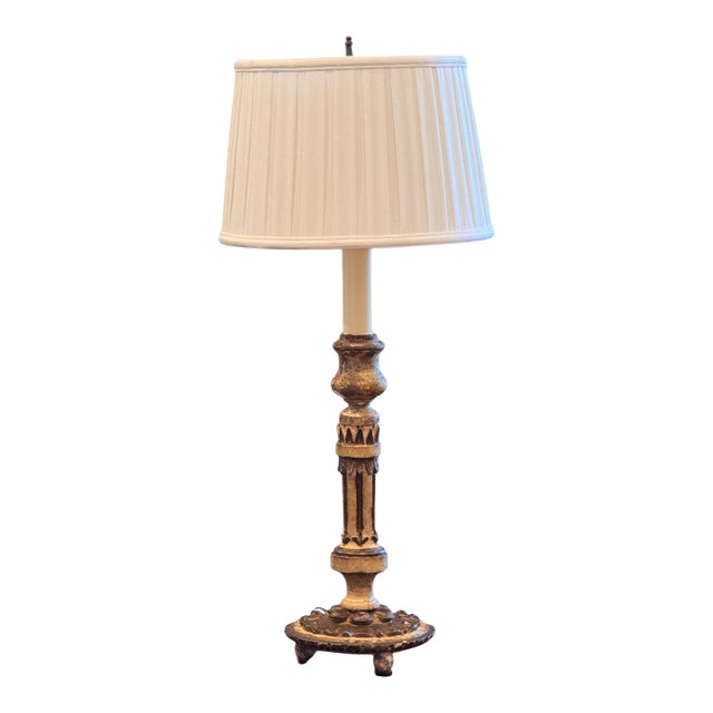 19th Century Altar Stick Lamp With Gilt Surface For Sale