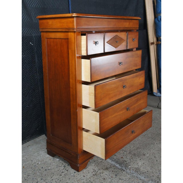 Lexington Furniture Vintage Lexington French Louis Philippe Style Cherry Finished Tallboy Dresser For Sale - Image 4 of 17