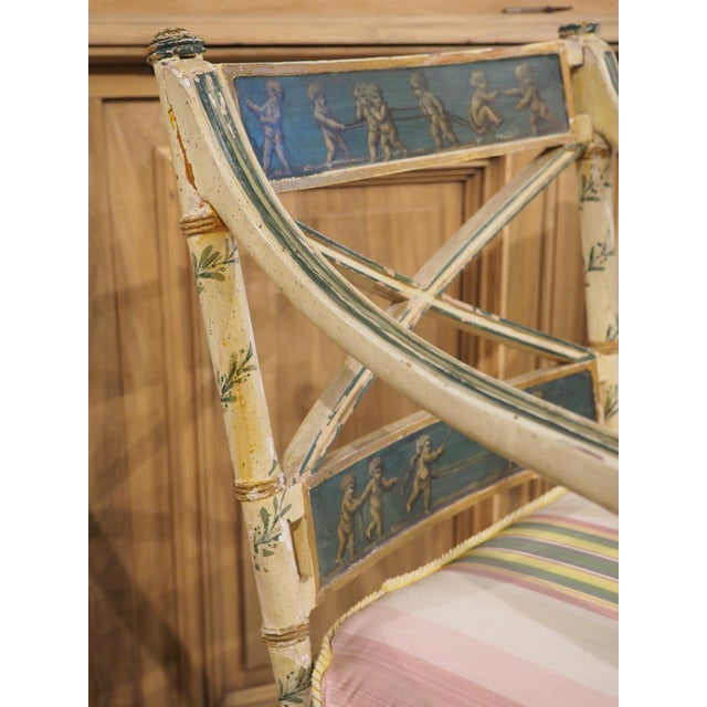 Pair of Northern Italian Neoclassical Painted Wooden Armchairs, Circa 1830s For Sale - Image 9 of 18