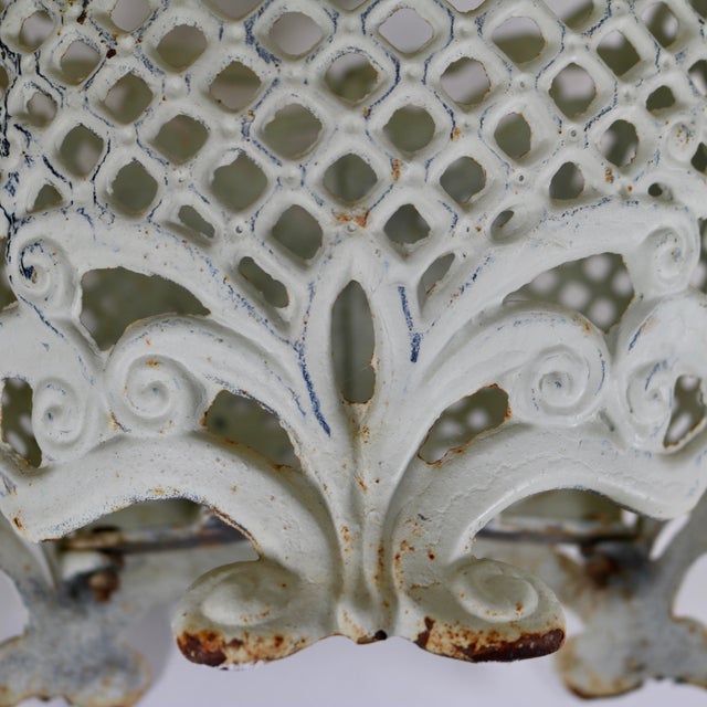 Antique White Large Vintage Cast Iron Victorian Style Open Lacework Planter For Sale - Image 8 of 11