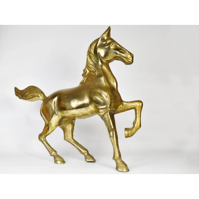 Mid-Century Modern Vintage Large Solid Gold Brass Horse Figurine For Sale - Image 3 of 10