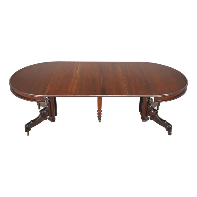 19th Century Victorian Style Expandable Walnut Dining Table For Sale
