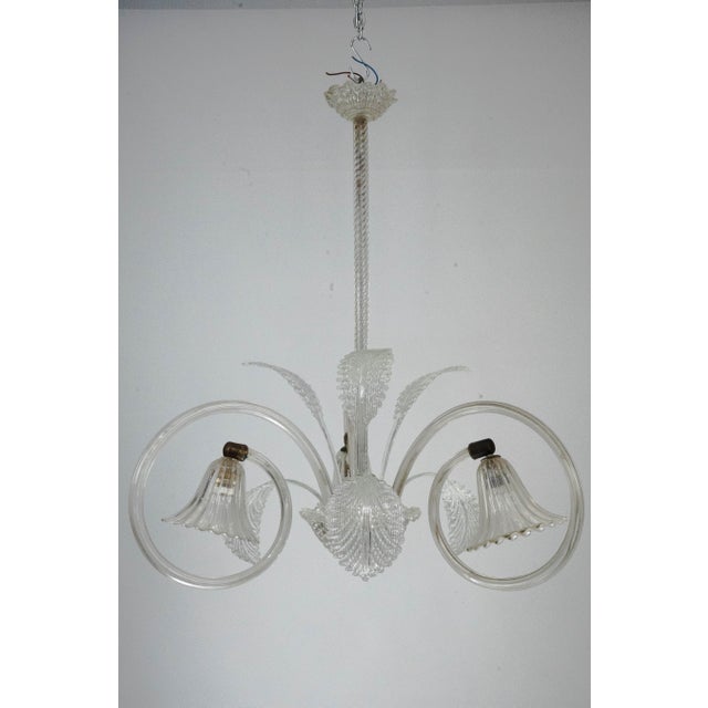 Art Deco Murano Glass Three-Arm Chandelier, Italy, 1940s For Sale - Image 10 of 15