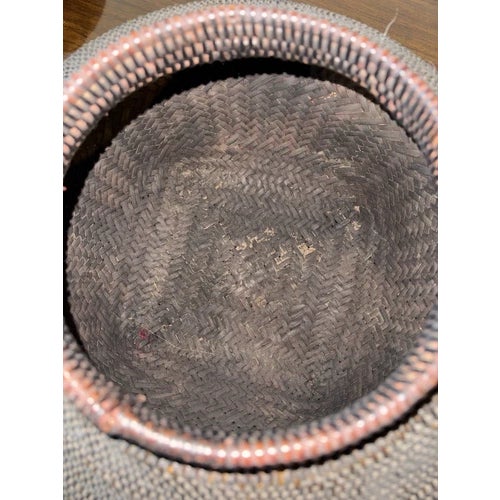 Vintage 17.5" Philippines Ifugao Rattan Woven Lidded Basket on Stand For Sale - Image 11 of 12