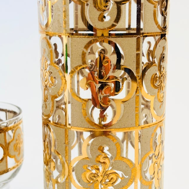 Mid Century Culver Pitcher and 4 Cordial Glasses For Sale In San Francisco - Image 6 of 13