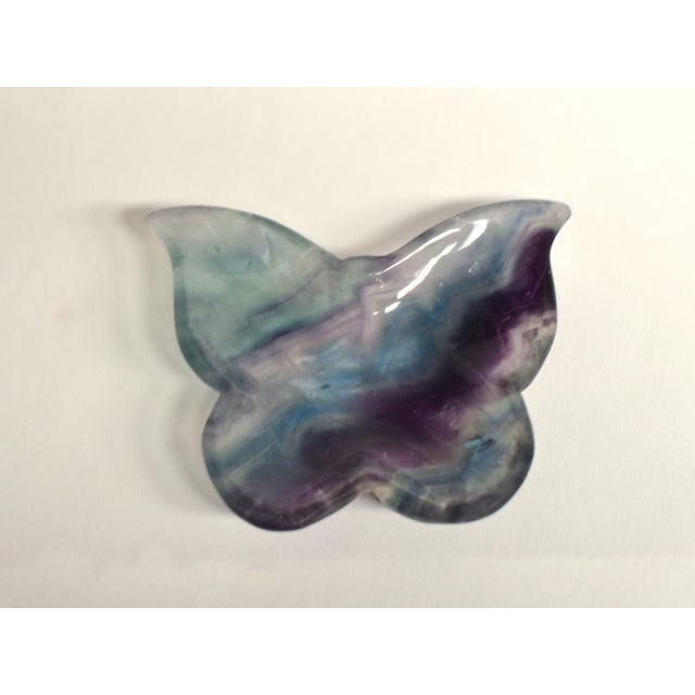Pair Natural Fluorite Butterfly Dishes Gemstone Rock Crystal For Sale - Image 9 of 15