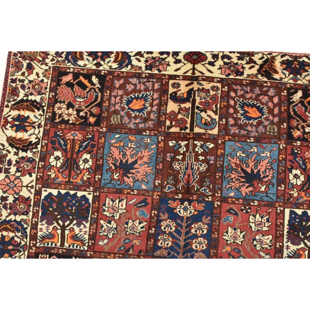 Textile Bakhtiari Rug 5’6” X 9’11” Multicolor Wool Semi-Antique Hand-Knotted Carpet For Sale - Image 7 of 15