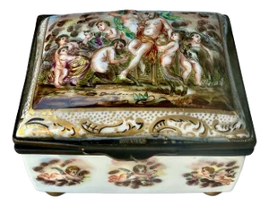 Antique Italian Capodimonte Hand-Painted Trinket Box