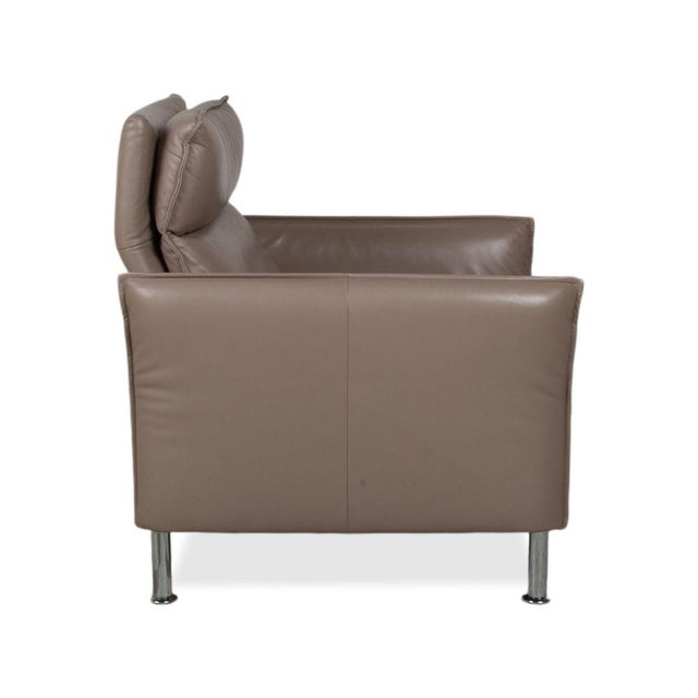 Brown Taupe Leather Porto Armchair with Manual Function from Erpo For Sale - Image 4 of 5