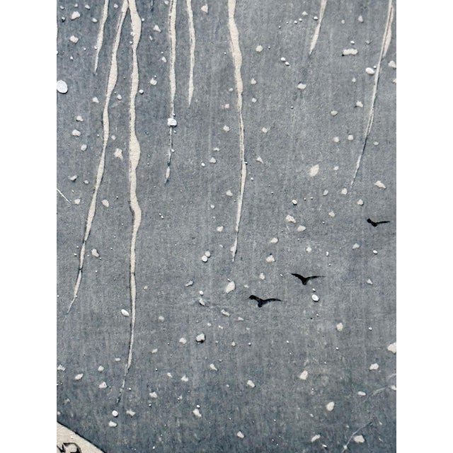 Early 20th Century Japanese Woodblock Print Snow on Willow Bridge by Ohara Shoson For Sale - Image 5 of 18