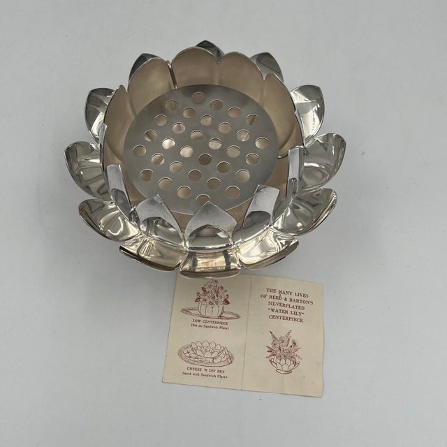 Mid 20th Century Reed & Baron Silverplate Lotus Flower Vase Water Lily Centerpiece With Flower Frog For Sale In New York - Image 6 of 12