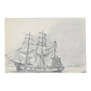 1943 Nautical Drawing by William Wood For Sale