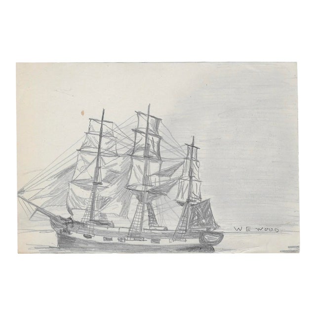 1943 Nautical Drawing by William Wood For Sale