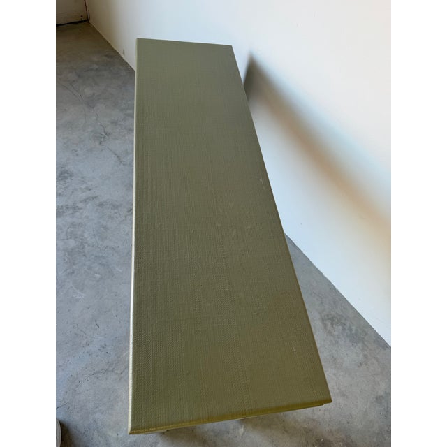 Vintage 1970s Organic Modern Harrison Van Horn Style Lacquered Grasscloth Console Table For Sale - Image 9 of 12