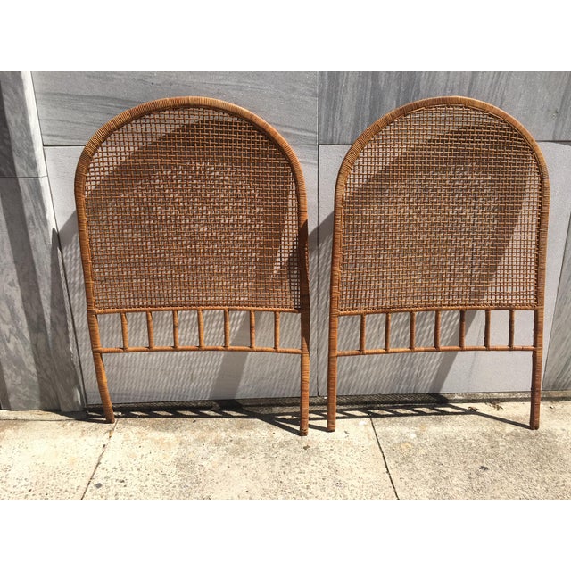 Pair Mid Century Modern Arched Twin Rattan and Cane Headboards For Sale In Savannah - Image 6 of 8