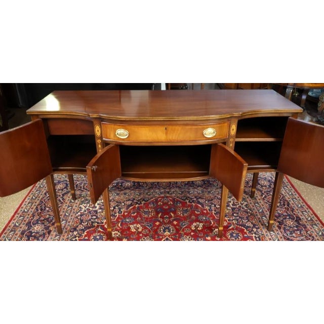1980s Kittinger Federal Hepplewhite Style Mahogany Inlaid Server Buffet Sideboard For Sale - Image 10 of 13