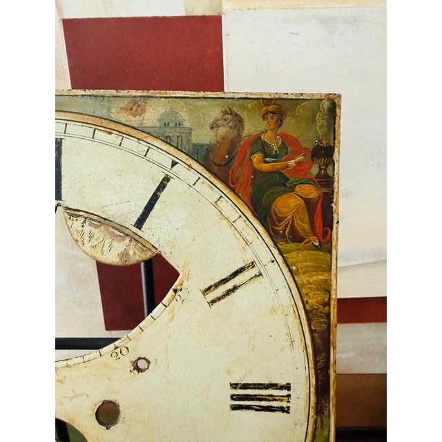 Georgian Hand Painted Four Continents Clock Dial Four - Winsford Cheshire Circa 1800 For Sale - Image 4 of 11