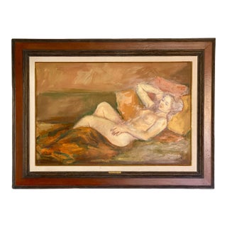 Jan De Ruth "Study of a Nude Girl" Framed Oil Painting Signed For Sale