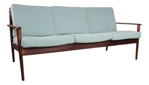 Danish 3-Seater Sofa in Rosewood and Fabric by Grete Jalk for Poul Jepessen, 1960s