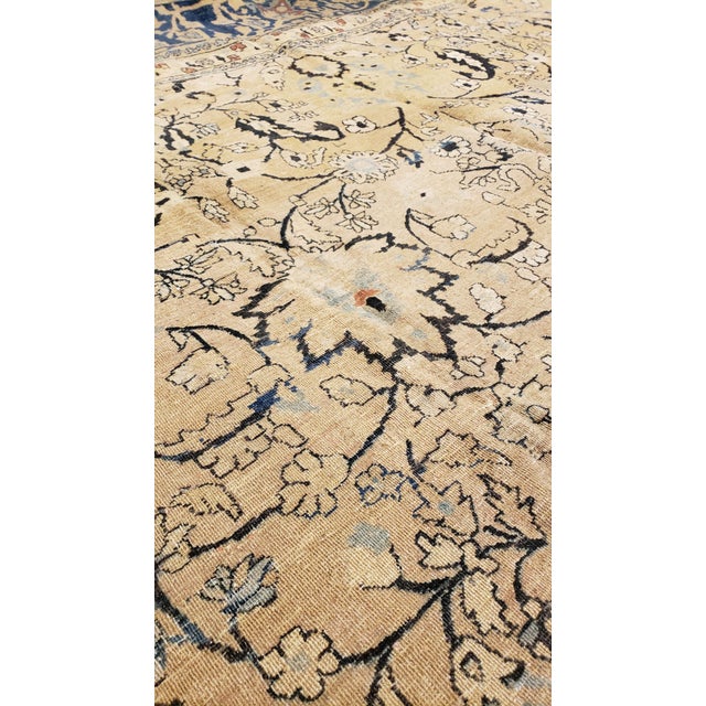 Textile Antique Tabriz Fine Carpet, Handmade Persian Rug in Blue, Taupe, Soft Caramel For Sale - Image 7 of 18