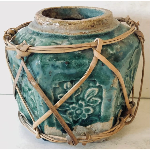 Early 20th Century Chinese Ginger Jar With Wicker Wrap For Sale - Image 5 of 5