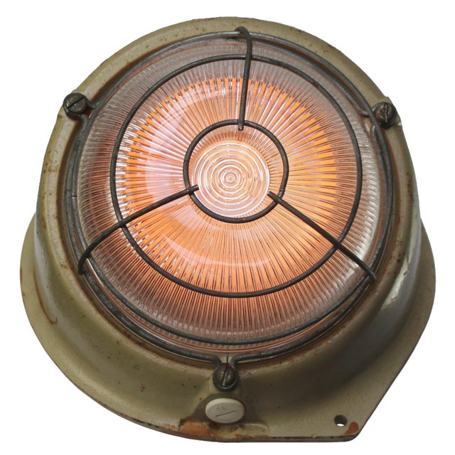 French industrial scone, 45 degrees wall light by mapelec amiens grey cast iron with clear striped glass e27 / e26 this...