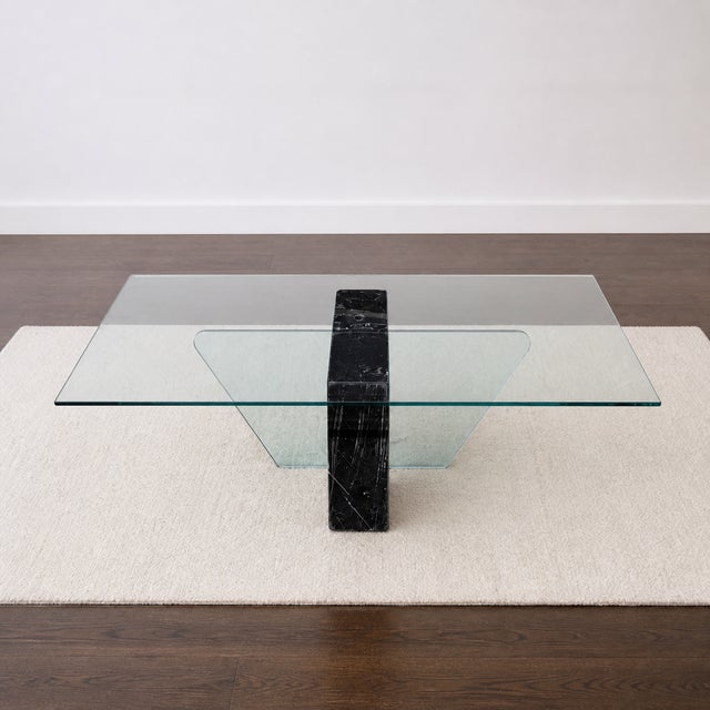 Postmodern Geometric Glass and Marble Coffee Table, 1980s, Mid-Century For Sale In Los Angeles - Image 6 of 10