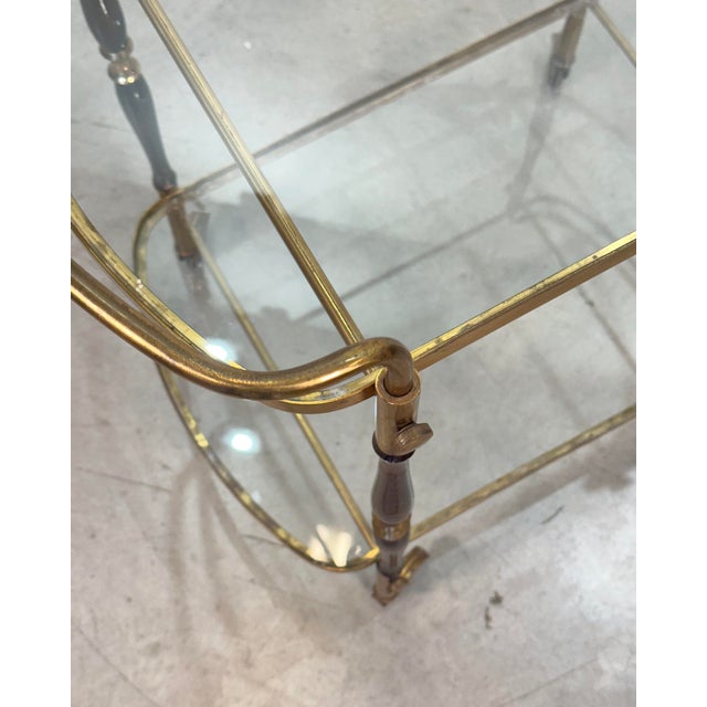 Brass and Wood Bar Trolley, 1960s For Sale - Image 9 of 13